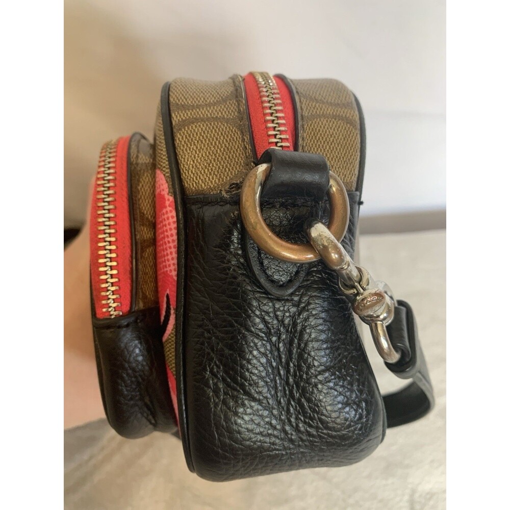 COACH Court Crossbody C5682 Signature Canvas  Vintage Rose Print Purse *READ* - Picture 11 of 16